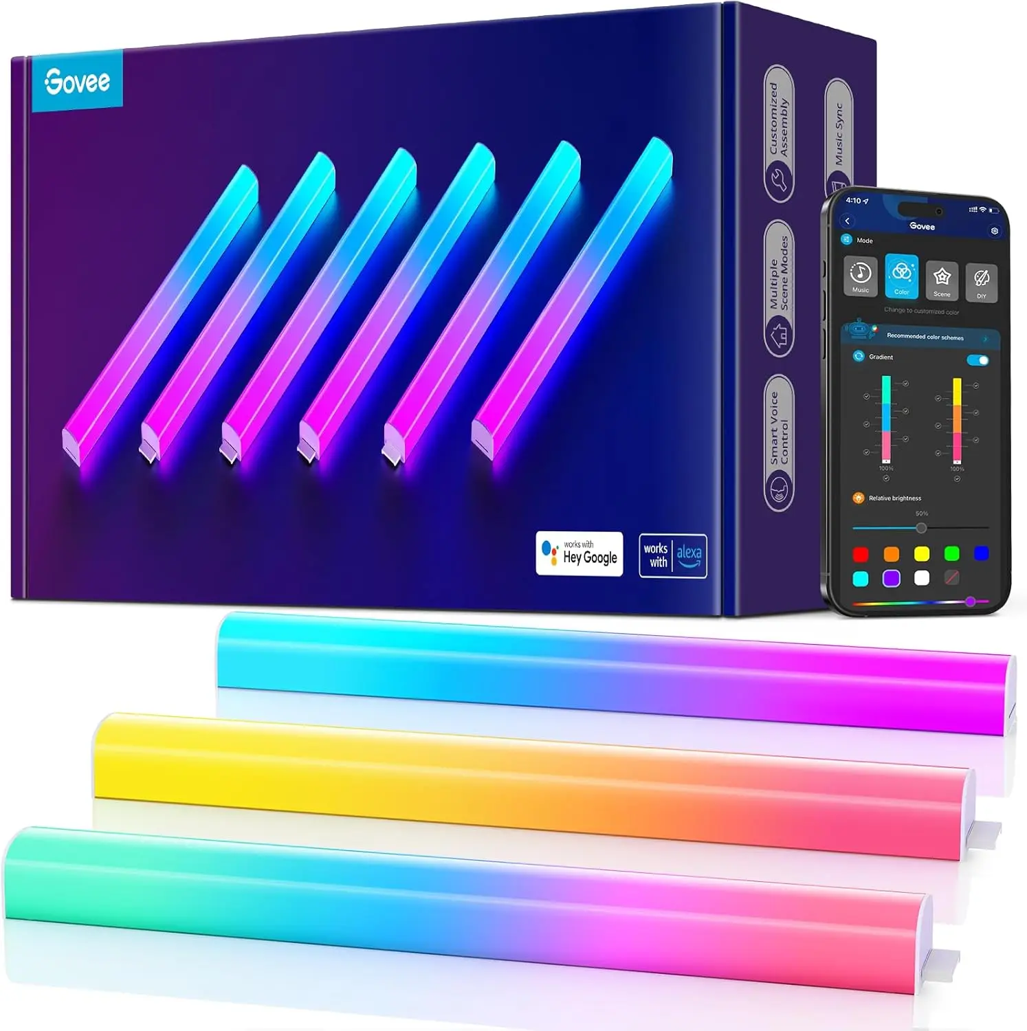 

Smart RGBIC LED Wall Lights for Gaming & Bedroom, Works with Alexa & Google Assistant, 2 Panels Set