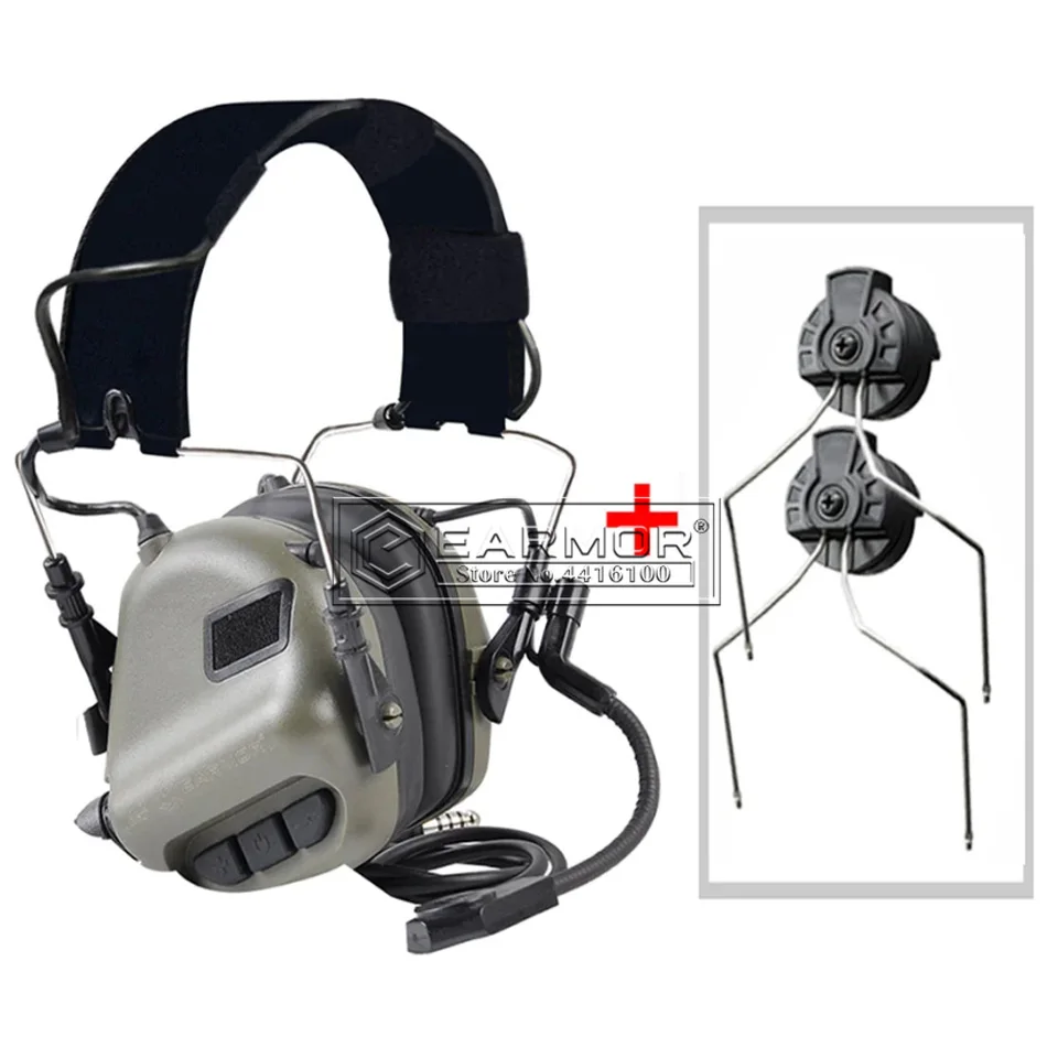 EARMOR Tactical Headset M32 & ARC Rail Adapter Set Shooting Noise Clearance Communication for Fast Loading Fast Helmet Rail