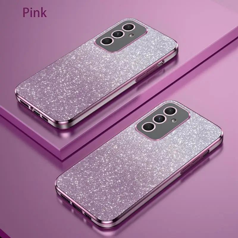 A 54 34 24 14 Luxury Gradient Glitter Plating Case For Samsung Galaxy A54 A34 A24 A14 4g 5g A04s 2023 Silicon Protect Back Cover