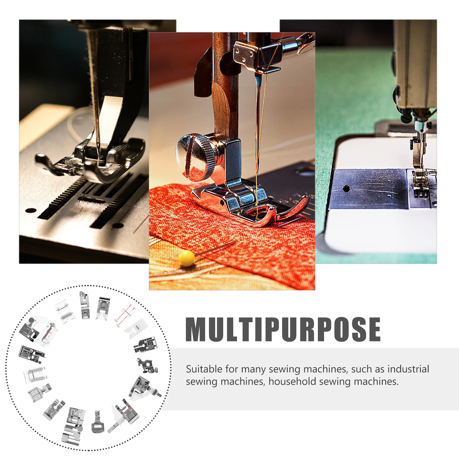 

16pcs Sewing Machine Parts Household Electric Metal Feet Replaceable Presser Foot Lightweight Fabric Compatible