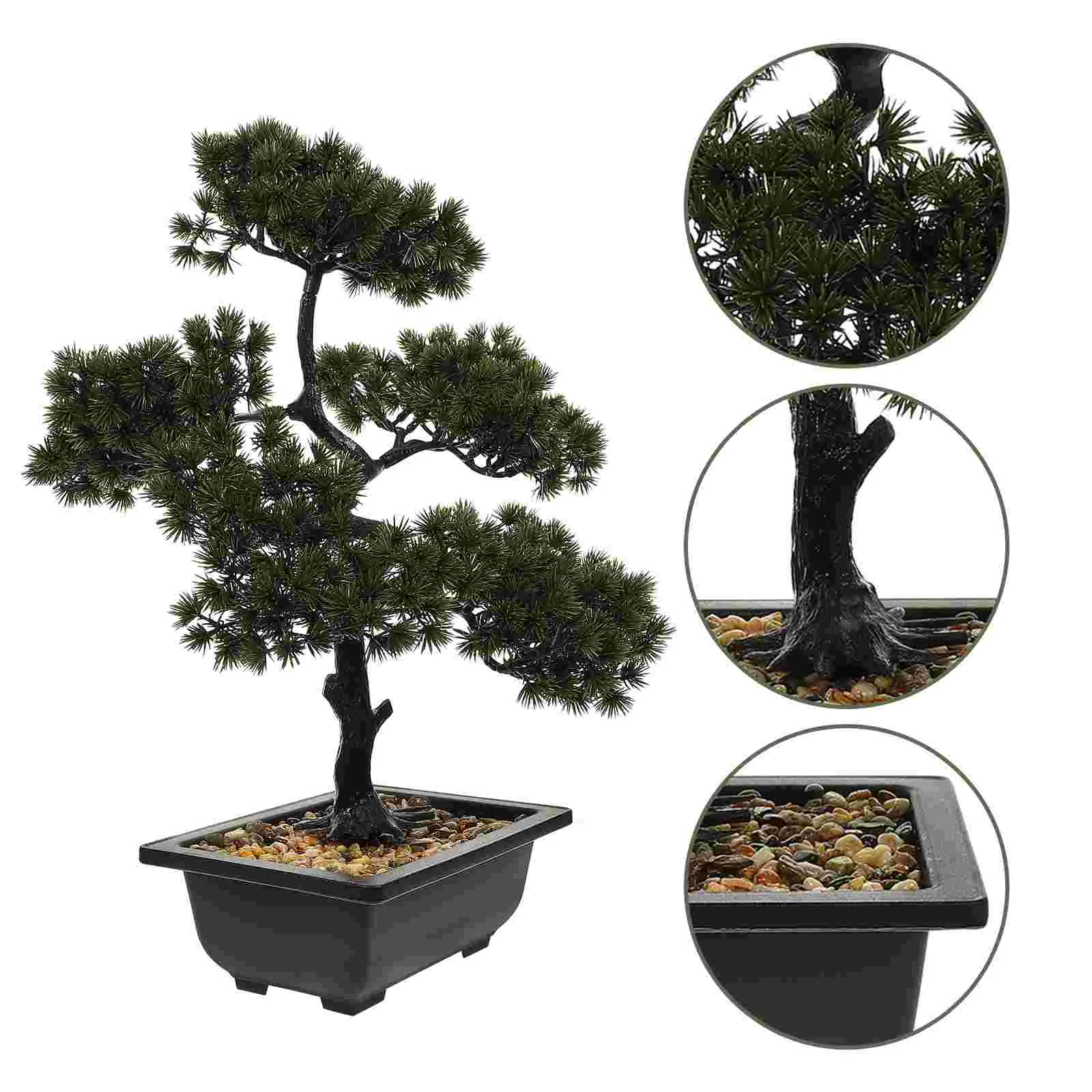 

Artificial Pine Bonsai Simulation Welcome Fake Tree Simulated Plant Dark Green Plastic Man