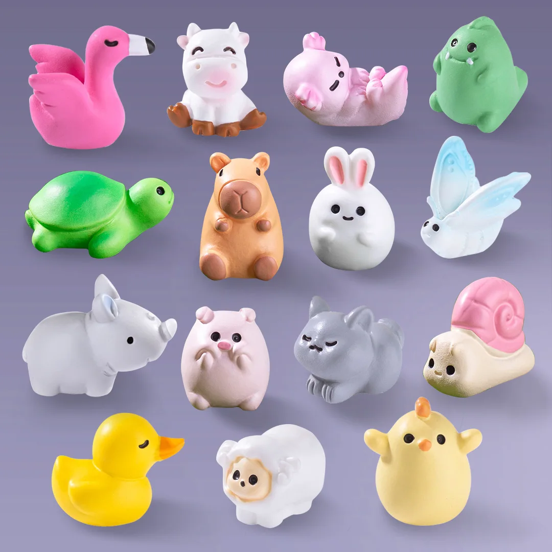 10Pcs New Butterfly Rabbit Dinosaur Capybara Flamingo Duck Cat Sheep Pig Figurine Miniature Fairy Garden Decoration Accessories