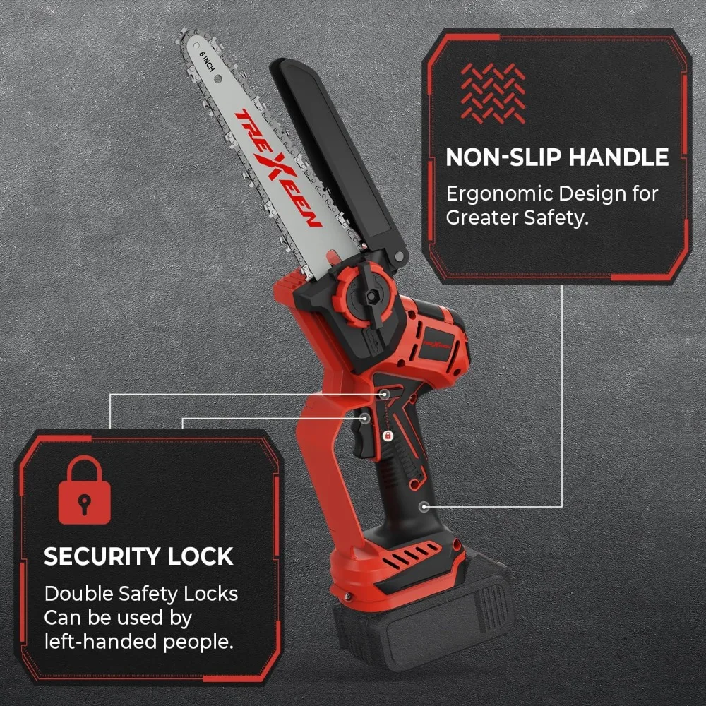 Minisierra inalámbrica de 8 y 6 pulgadas, eléctrica sin escobillas para cortar madera y recortar árboles (batería no incluida)