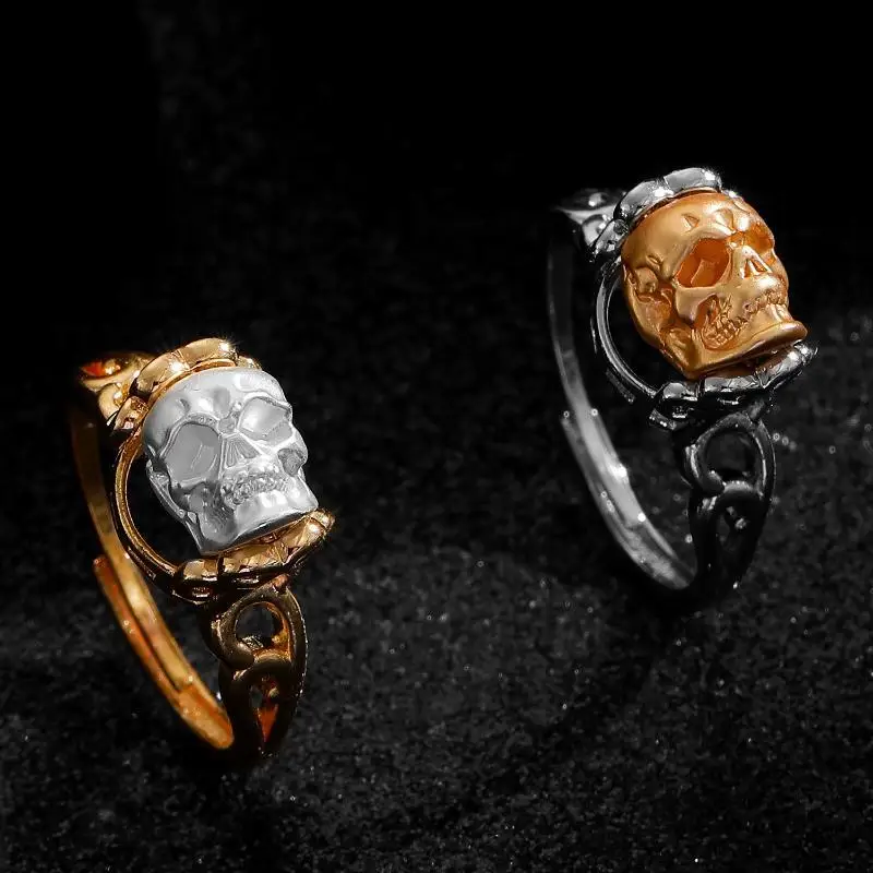 Unique Gothic Skull Ring Fashion Color Block Dark Punk Style Durable Unisex Ring for Men Women Everyday Wear Party Gift