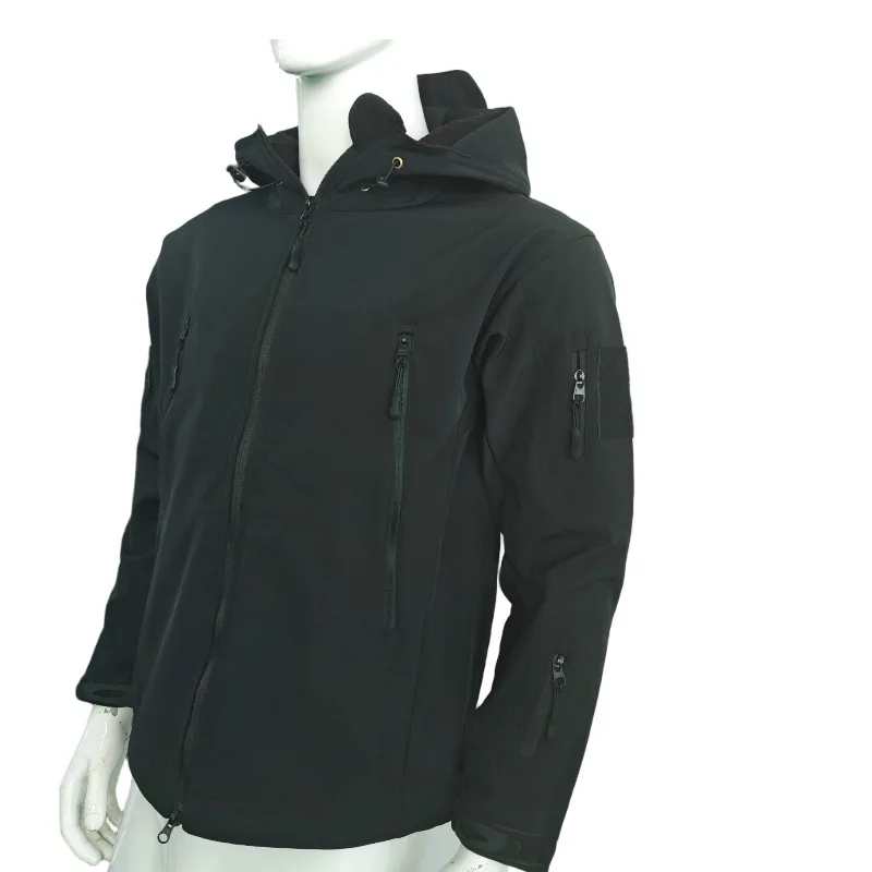 سترة Shark Skin Soft Shell للرجال سترة تكتيكية خارجية بدلة مروحة عسكرية معطف واق من المطر مقاوم للرياح وسترة دافئة باردة #4