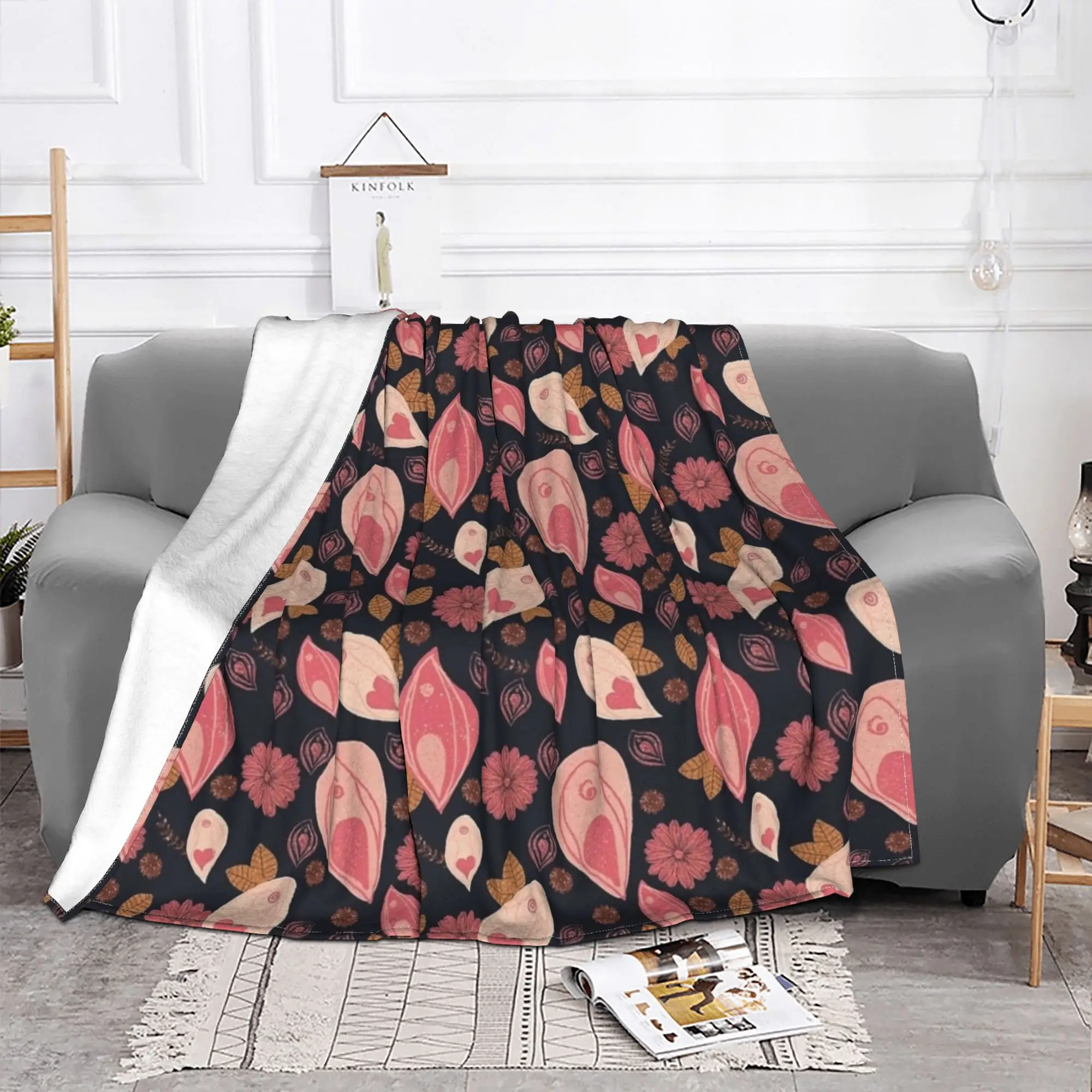 Vulva Colorful Pattern Blanket Cover Flannel Feminine Power Warm Throw Blankets for Car Sofa Couch Bedroom Quilt