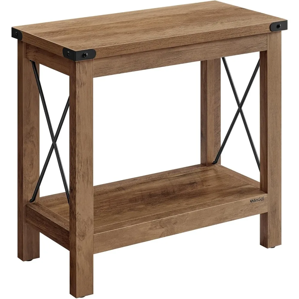 

2-Tier End Table, Side Table with Bottom Shelf, Nightstand for Small Spaces, for Living Room, Bedroom, Farmhouse Style, Honey B