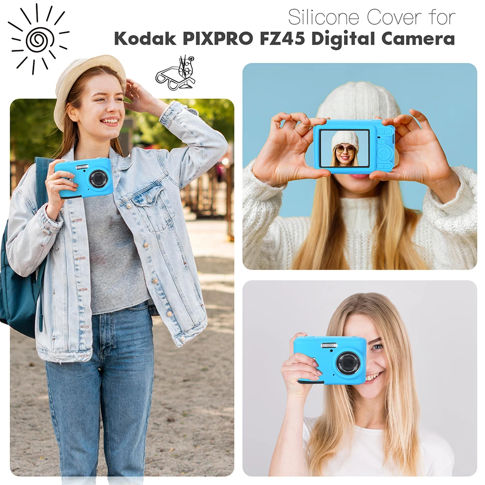 Para kodak pixpro fz45 fino ajuste saco da câmera cor sólida leve manga da câmera wear resistir câmera corpo capa acessórios da câmera