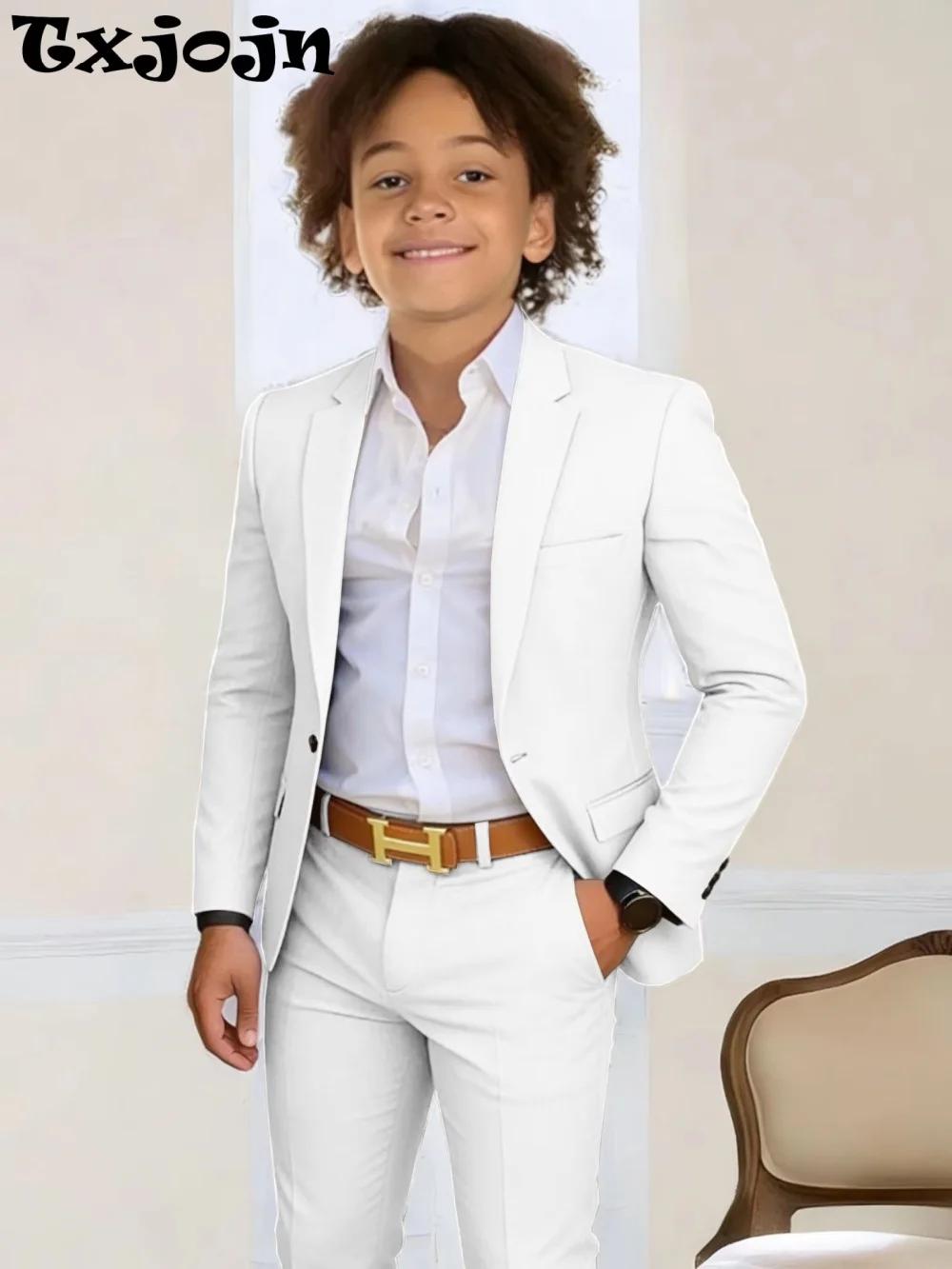 Boys Stylish Suit Set 2 Pieces Piano Performance Wear Ome Button Classy Kids Slim Fit Suits For Wedding Notched lapel Tuxedo