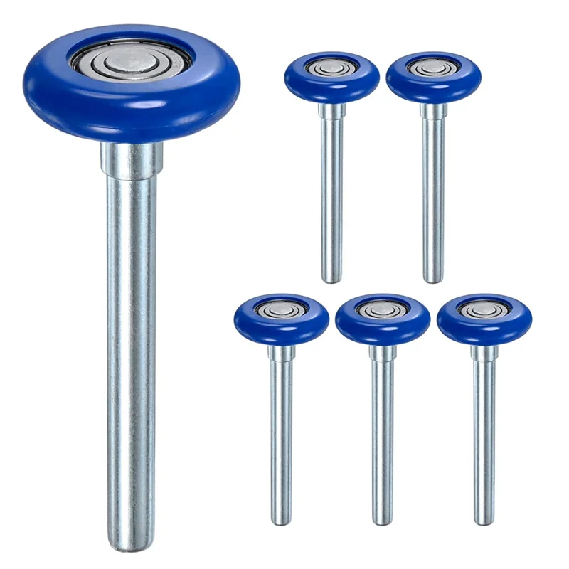 ABKS-6Pcs بكرات باب المرآب المصنوعة من النايلون، عجلات باب المرآب الهادئة 1.8 بوصة/46 مم، تحميل عالي 6200Zz 8 كرات محمل دقيق مختوم