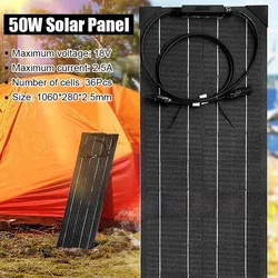 High Quality 50W Monocrystalline Silicon Solar Panel ETFE Flexible Waterproof Solar Panel For Rooftop Power Generation, Tents