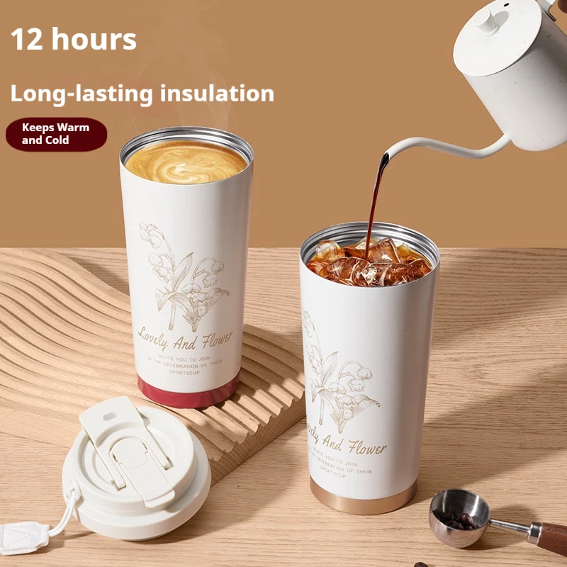 Travel Portable Leakproof Sippy Cup Coffee Cup Car Thermal Cup Sports Water Bottles Keeps Cold and Heat Thermal Mug Vacuum Flask