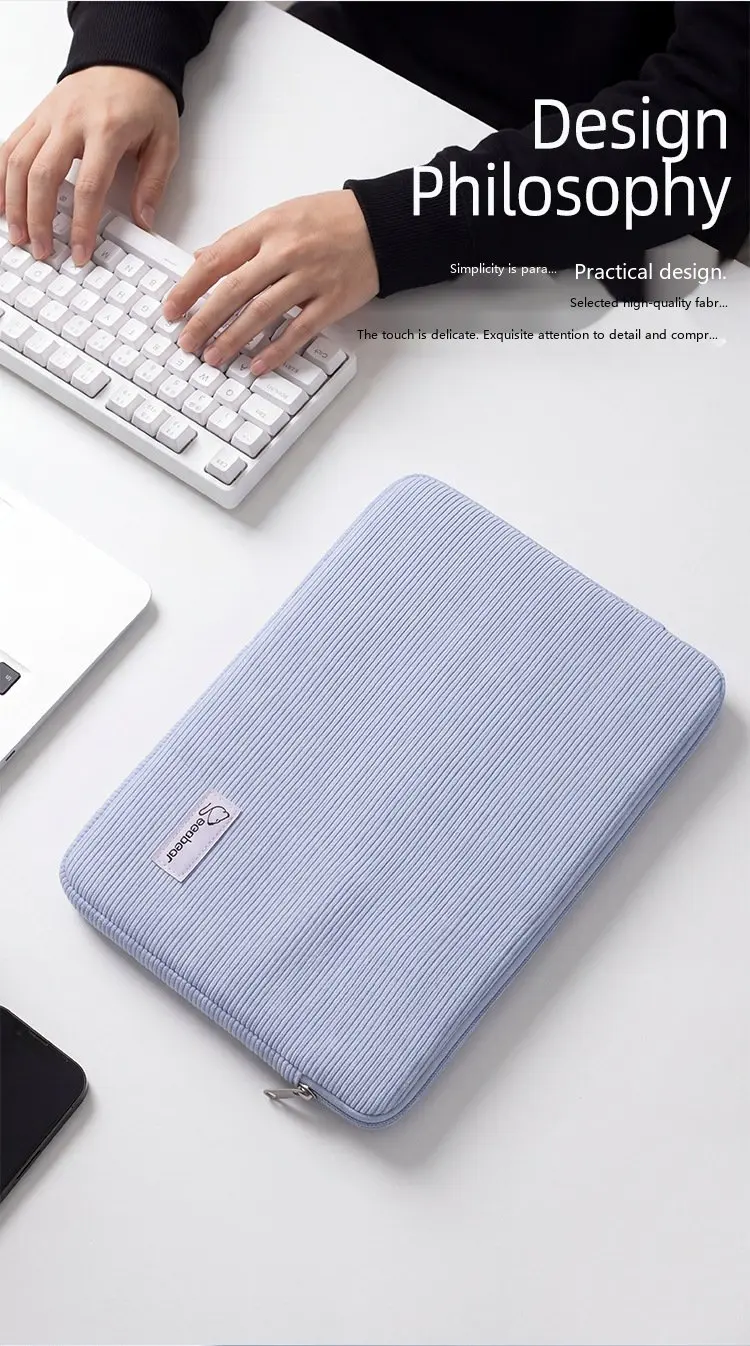 Corduroy-Laptop-Hülle 11-15,6 Zoll Retro-Schutztasche für Notebook und Tablet – Detail 5