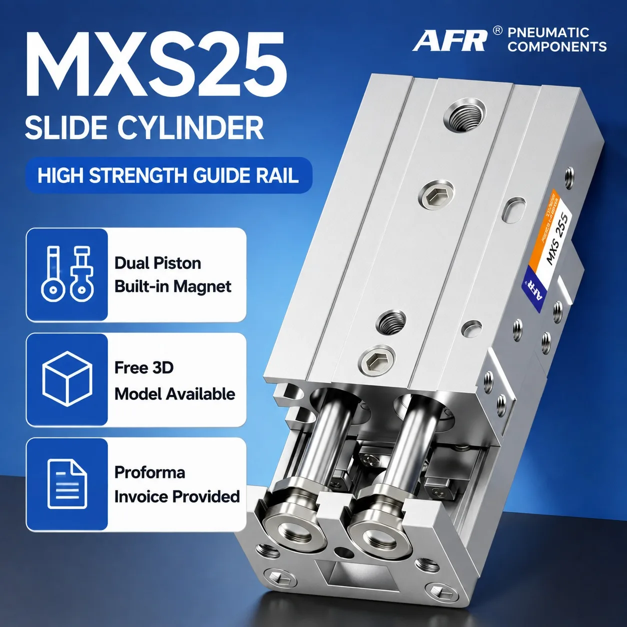 MXS25 Slide Table Air Cylinder Magnetic AFR Double Cylinder Pneumatic Precision Double Acting Double Thrust Bore 25mm