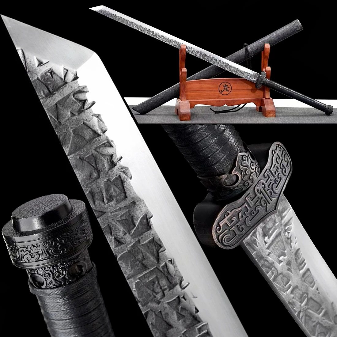 Handmade Martial Arts Broad Sword High Manganese Steel Blade WuShu Battle Big Knife Chinese Saber Jian KungFu Tang Dao