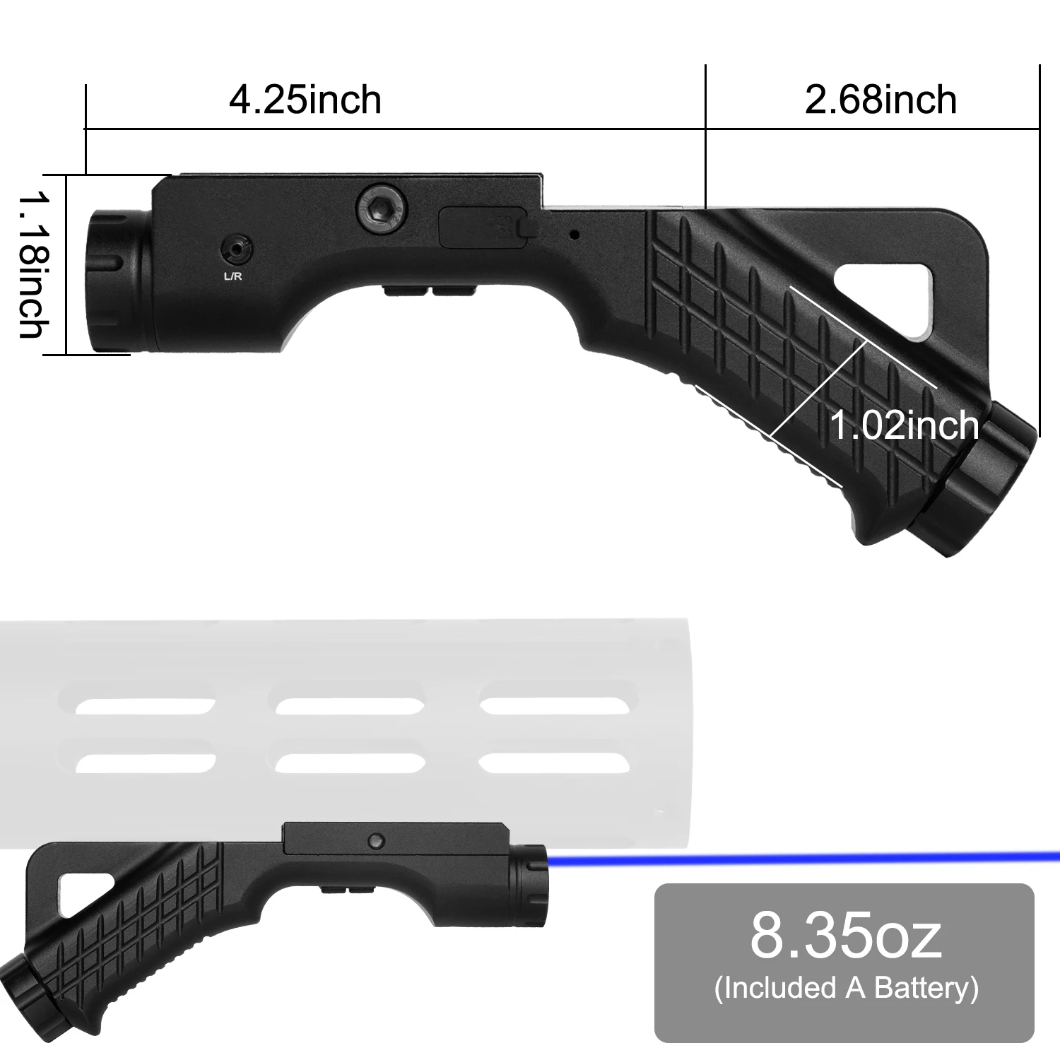 

1500 LumensTactical Flashlight With Blue Laser Sight Combo For Gun Laser Hunting Rechargeable Laser with Picatinny M-LOK Rail