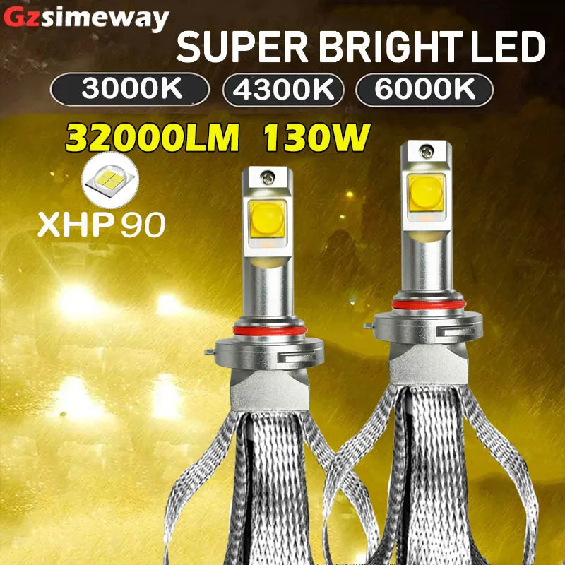 2 шт. безвентиляторные HB3 HB4 светодиодные 3000K H11 H8 H7 автомобильные фары H9 HIR2 H4 D2H XHP90 чипы 4300K авто фары противотуманные фары 6000K 12V