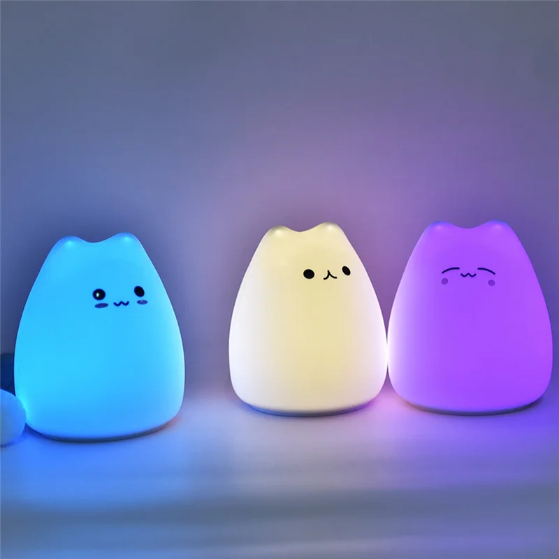 

TFORU-Mini Cat Night Light Cartoon 7 Colors Sleep Lamp Touch Table Lamp Home Bedroom Decoration