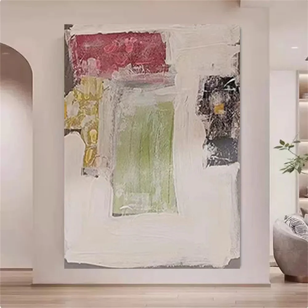 

Modern 100% Hand-Painted Oil Painting Abstract Poster City Landscape Yellow Texture Canvas Picture Home Living Room Decor Art