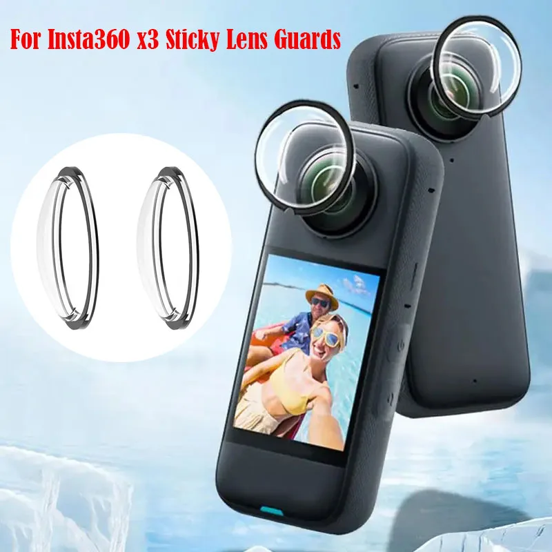 

for insta360 X3 Sticky Lens Guards Dual-Lens Covers For Insta 360X3 Lens Protector Insta 360 X3 Lens Protective Guards Accessory