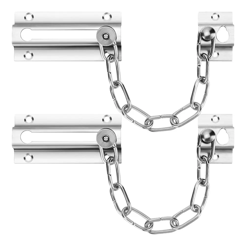 

2 Sets Stainless Steel Security Chain Door Locks Heavy Duty Childproof Internal Latch Anti Theft Home Safeguard Door Hook Guard
