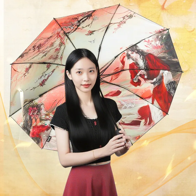 Heaven Official'S Blessing Xie Lian Hua Cheng Automatischer Regenschirm Anime Regen Anti-UV-Sonnenschirm Tgcf Tian Guan Ci Fu Junge Mädchen Geschenk