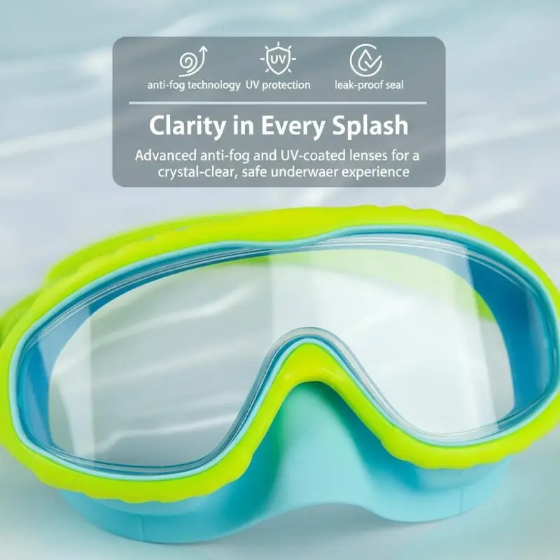 

New Swim Goggles With Nose Cover Wide Field Of View Diving Mask Anti-Fog Anti-Leak Toddler Swimming Goggles Kids Ages 3-15