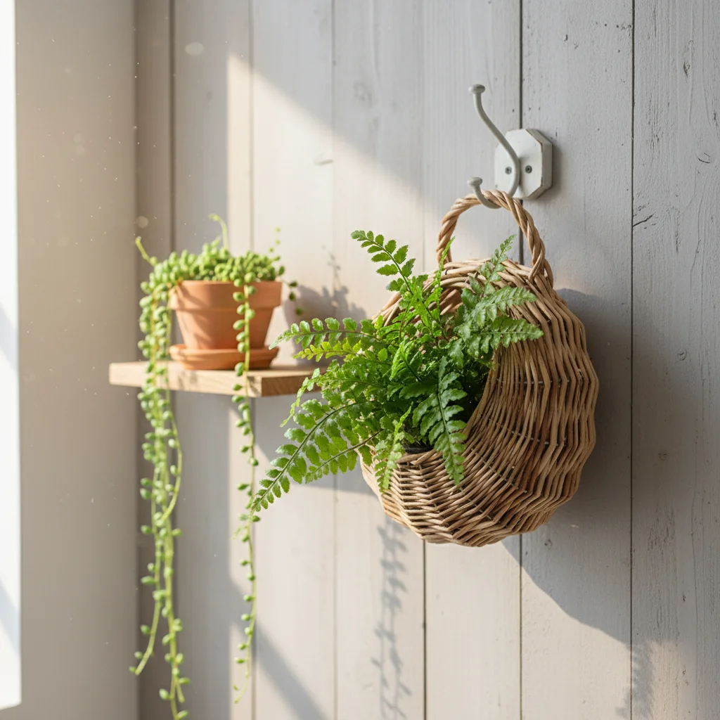 

Плетеная настенная корзина для цветов ручной работы для суккулентов и мелких предметов, из натуральных материалов, для декора дома