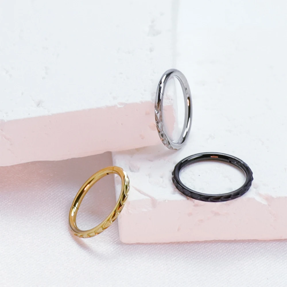 Titanium Septum Clicker Nose Ring with CZ Beads
