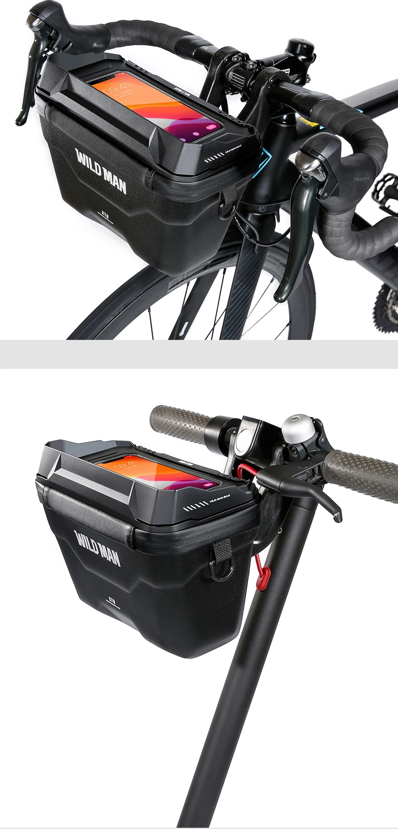 WILD MAN BBG106 Fahrrad Lenkertasche EVA Hartschale Touchscreen Handyfenster Regenschutz Schnellwechselhalterung für MTB und Rennrad – Detail 21