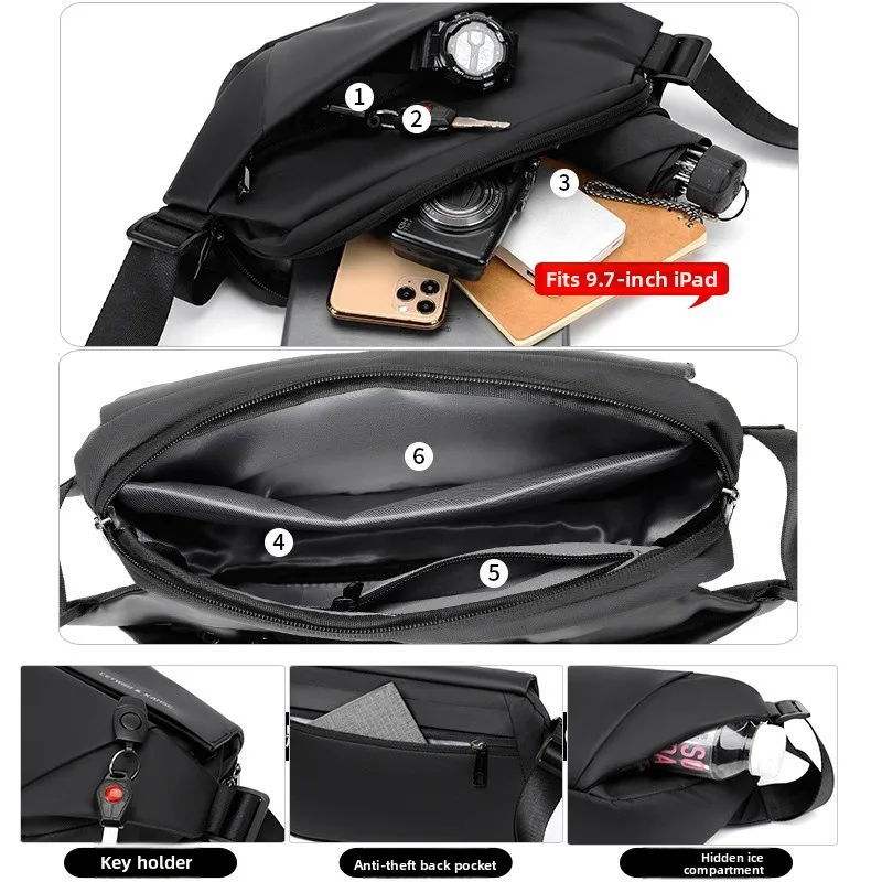 Borsa a tracolla da ciclismo Faionable da uomo 2025 Sli oulder Bag Borsa da petto in tessuto di bue per sport all'aria aperta e viaggi