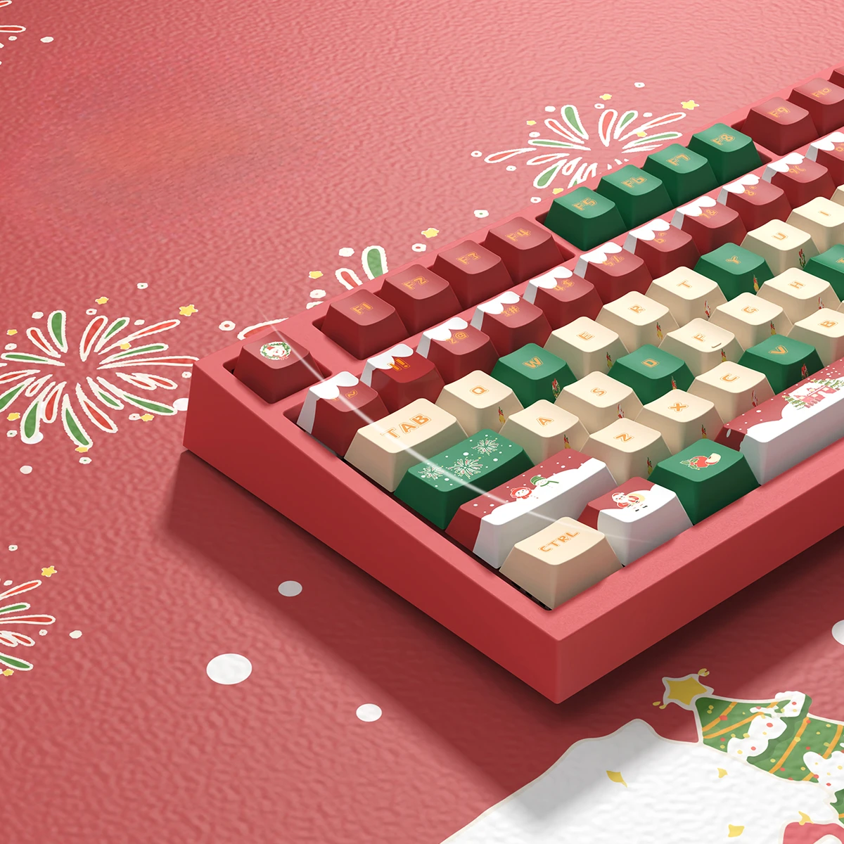 

Merry Christmas Original Keycaps Original Side Engraving Height Sublimation Full Set Compatible 75/87/96 Split Spaces