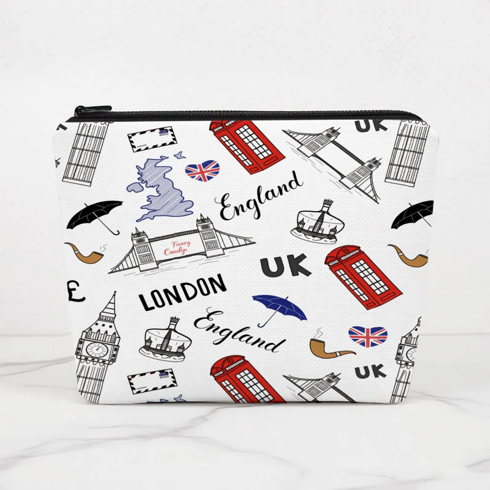 London England Uk Iconic Symbols Makeup Bags for Girls Cosmetic Pouch Toiletry Bag Pencil Case Travel Storage