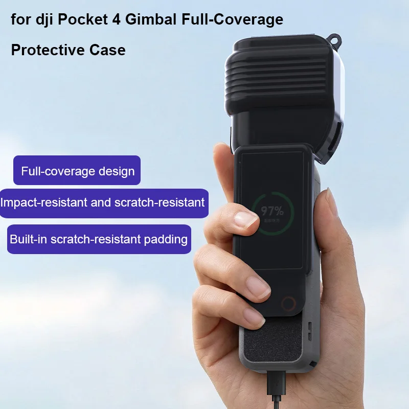 

Full Protection Case for DJI Pocket 4 Translucent with Battery Display Shockproof Anti Scratch Gimbal Lens Cover