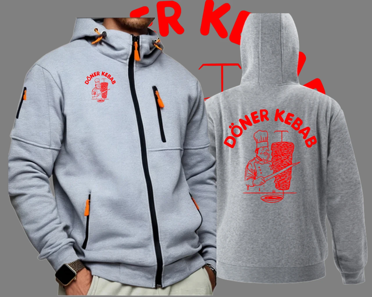 Döner Kebab Zip Tasche Männer Hoodies Sweatshirts Lustige Grafik Männer Mit Kapuze Sweatshirt Strickjacke Männlich Hoody Mann Sweatshirt