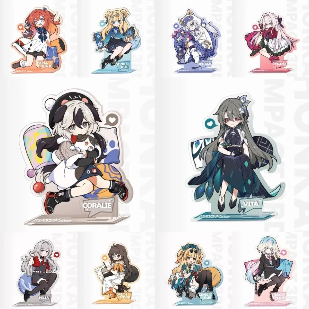 Honkai Impact 3rd Acrylic Stand 10cm MiHoYo XBDCHH Theme Series Vita Theresa Senadina Coralie Helia Decoration Anime Gift