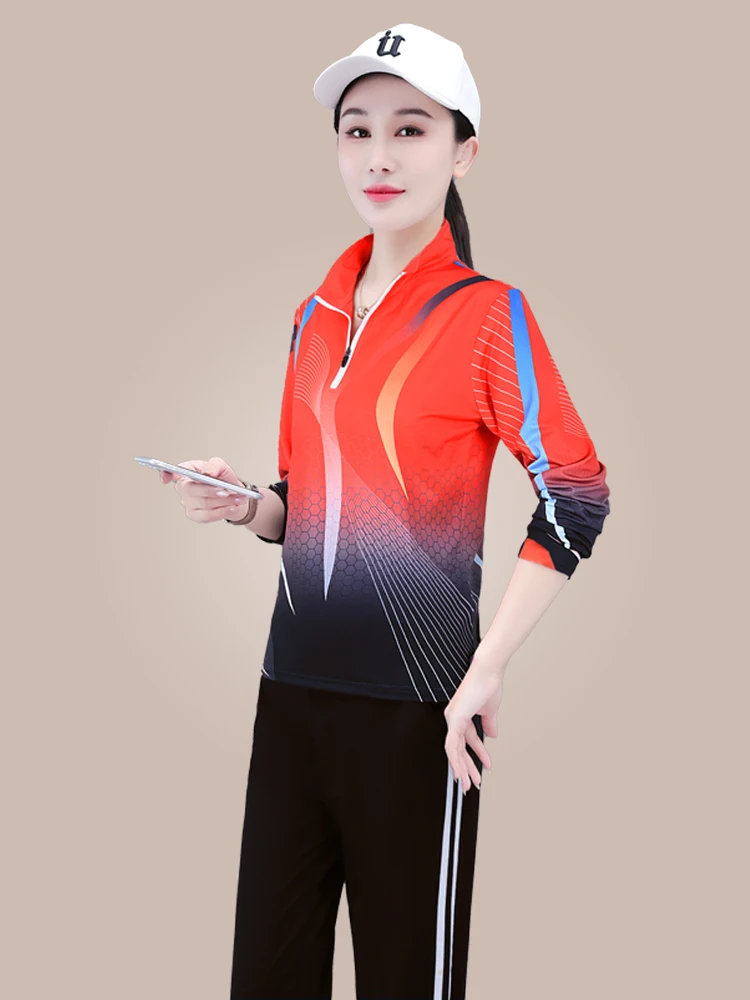 

Спортивный комплект Qui Dry: женская футболка с длинным рукавом и воротником-стойкой, брюки из ледяного шелка с манжетами, комплект из двух предметов, летняя новинка