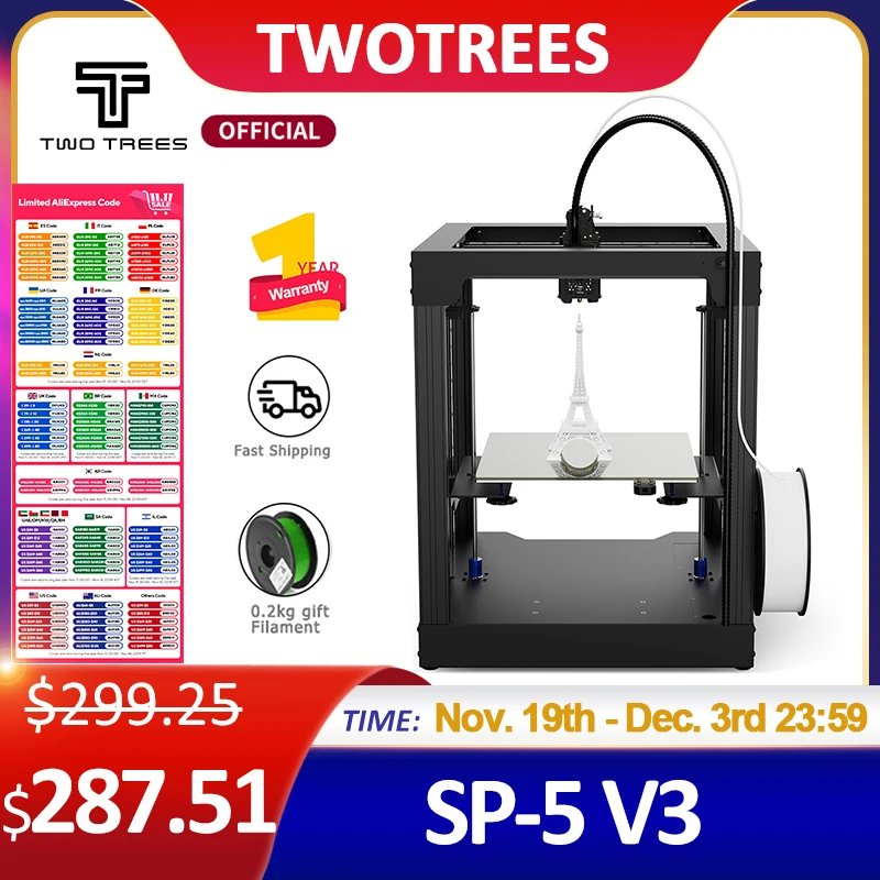 Two trees FDM 3D Printer SP-5 V3 Core XY FDM Hotbed PEI Large High Speed Color Printer 350m/s Dual Z Axis Print PA/PC/PLA