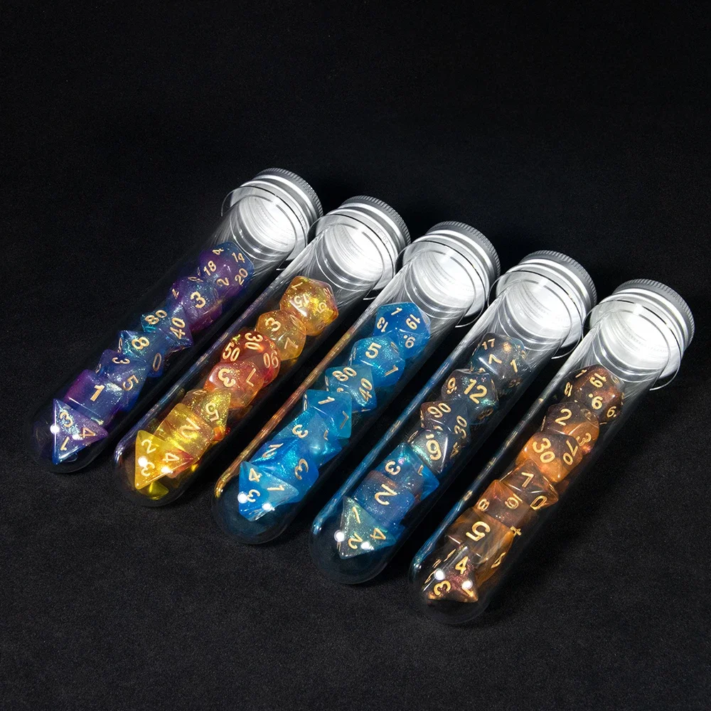 New Galaxy Dice 7pcs/Set with Fantasy Potion Flask Funny Set for DND Dragons Game Board Game