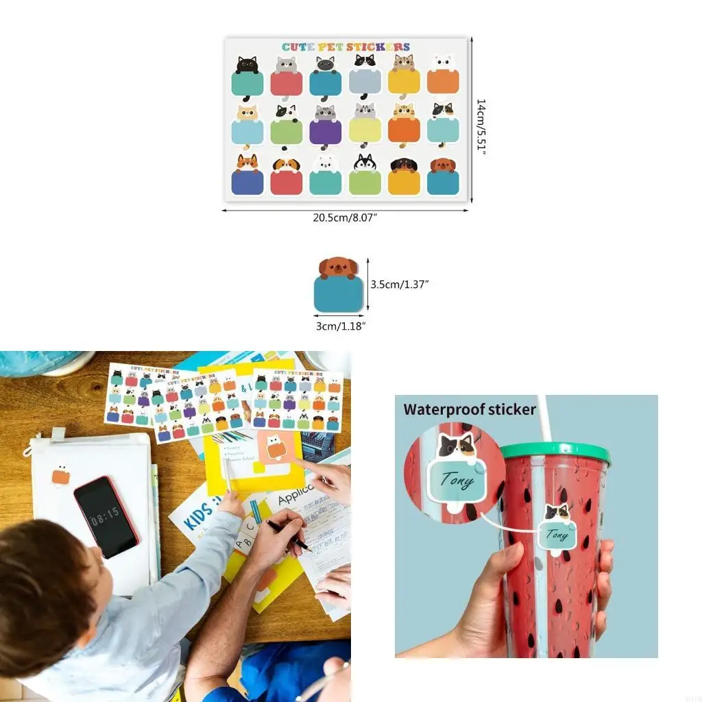 

M5TB милые мультфильмы название наклейки на маркировках идентификация значков животных дизайн животных клей для конференц -офиса