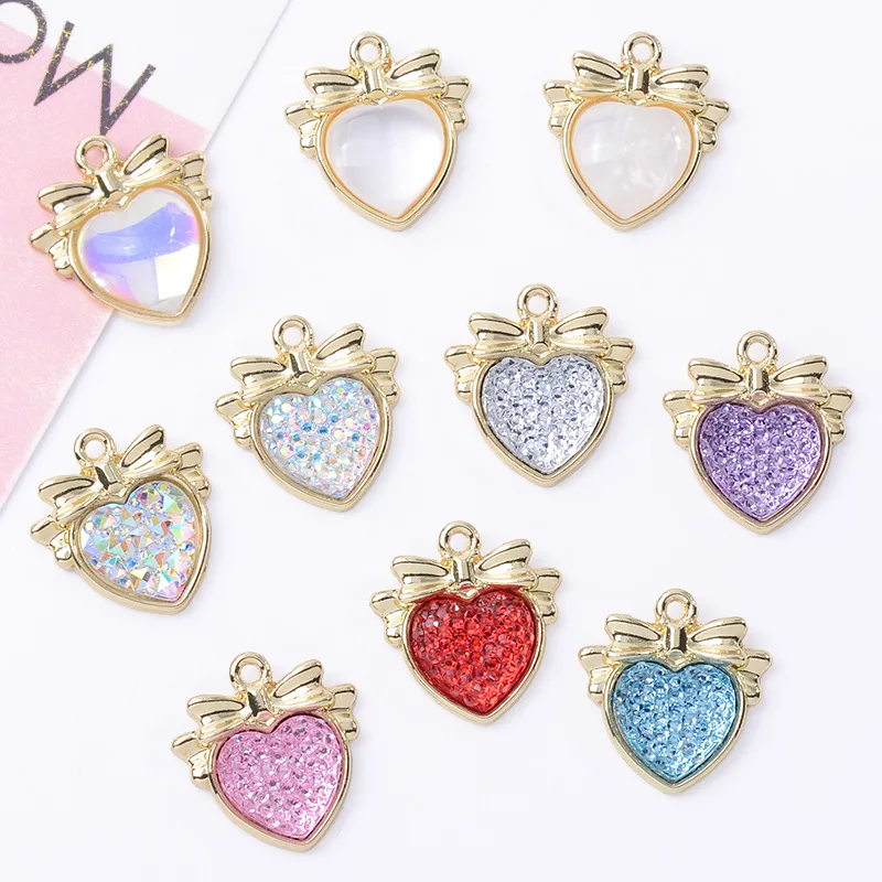 

100Pcs sets fashion accessories pendant multi-color love bow color retention pendant DIY handmade jewelry material