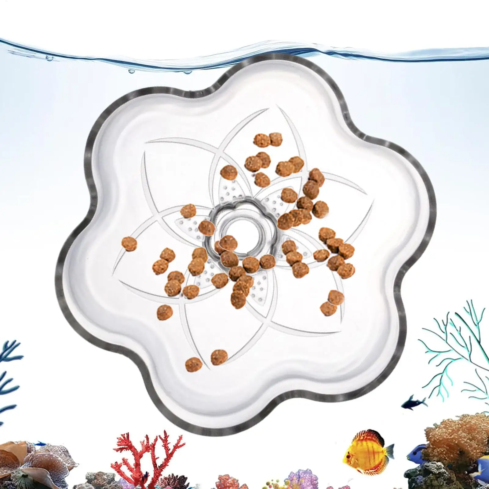 Fish Tank Feeder Aquarium Clear Dish Tray Shrimp Suction Cup Flower Shaped Shrimp Bowl Feeder Tube for Fish Tank Feeder Tray