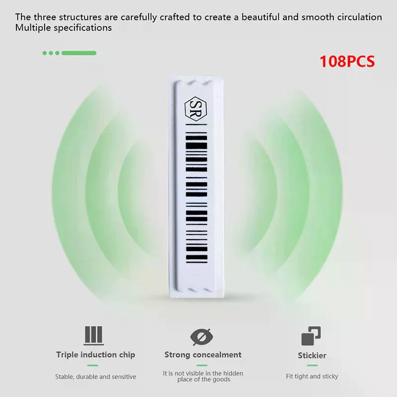 108 Pcs Acoustomagnetic Anti-theft Label Clothes Labels Stickiness Security Tags Sticker Heat Sensitive Plastic