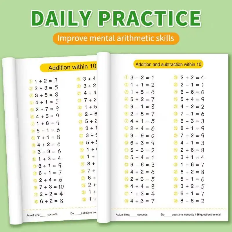 Handwritten Arithmetic Exercise Books Within 10-100 Addition & Subtraction Children's Math Workbooks Learning Notebooks