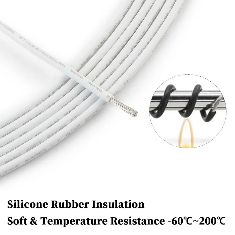 3239 Soft Silicone Wire 1/5/10M 22 20 18 16 14AWG 6KV Tinned Copper Cable Soft Silicone Rubber Insulated DIY LED Electronic Wire