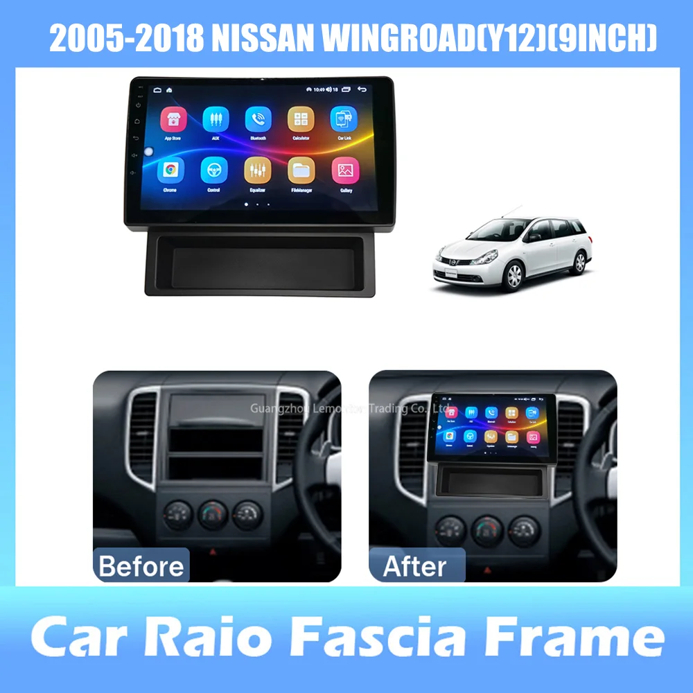 9-inch 2din Car Radio Dashboard For NISSAN WINGROAD (Y12) 2005-2018 Stereo Panel, For Teyes Car Panel With Dual Din CD DVD Frame