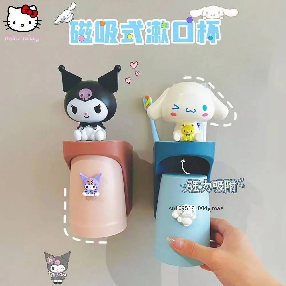 Sanrio Tempat Cangkir Anak-anak Rak Handuk Kuromi Dispenser Pasta Gigi Cinnamoroll Pochacco Ornamen Kartun Set Cuci Anak-anak
