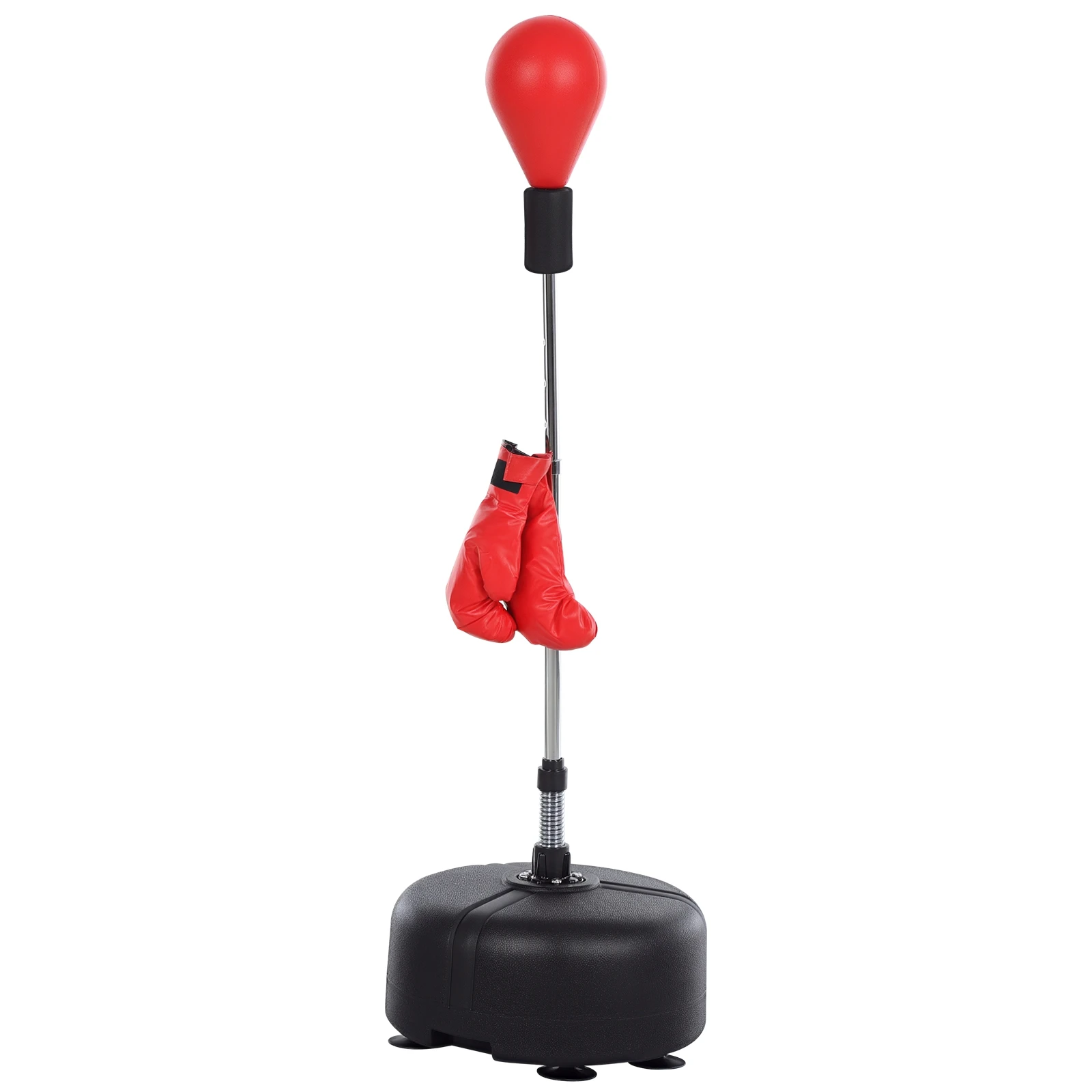HOMCOM Saco de Boxeo de Pie con Altura Ajustable 136-154cm Soporte Guantes Rojo