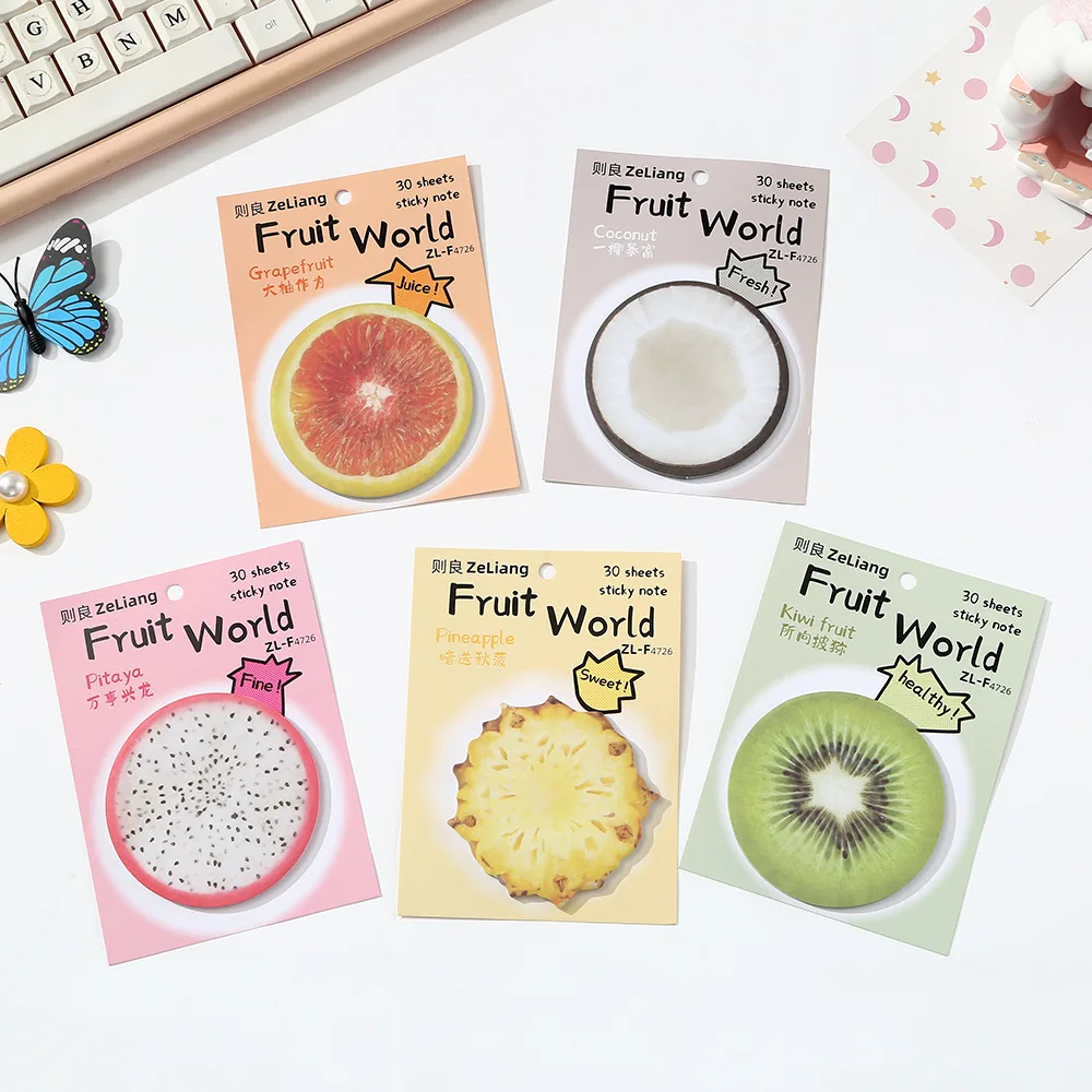 30sheets Cartoon Extra-shaped Memo Notes Book Fruit World Cute Notes Creative Sticky Notes Paper Writing Pads Stationery