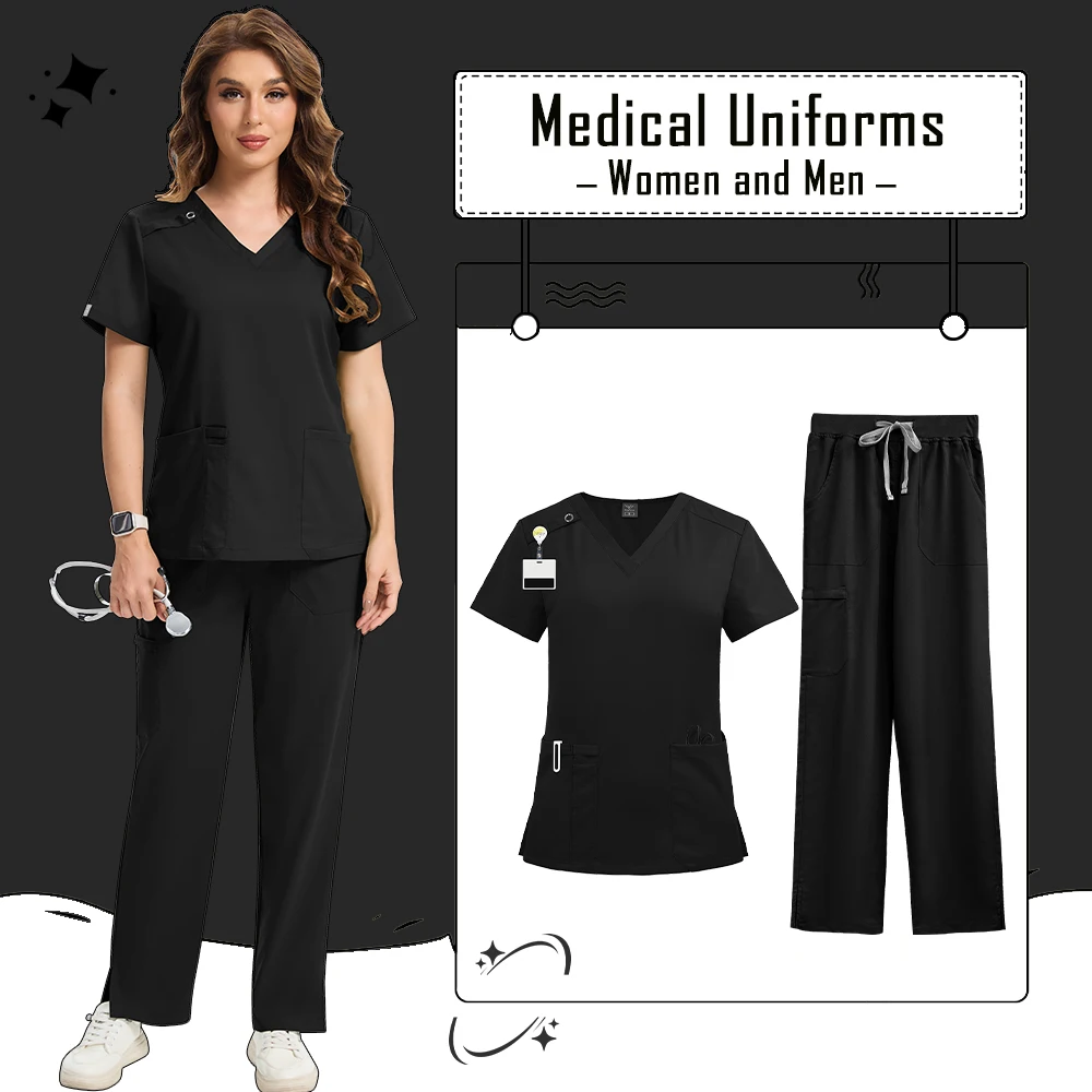 Atacado hospital clínico workwear uniforme de enfermeira médica conjunto de esfoliantes de enfermagem enfermeira dentista cirurgia terno beleza workwear unisex